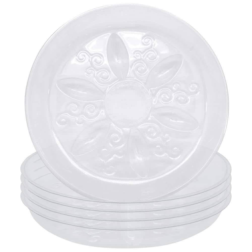 Heavy-Duty 8 in. Dia. Clear Plastic Saucer (5-Pack)
