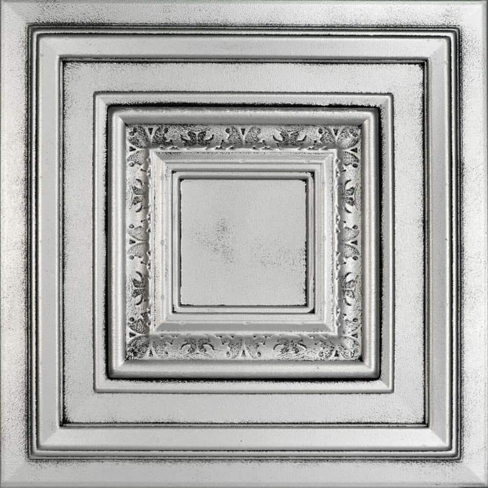 Antique Silver Faux Tin 2x2 Glue-Up Ceiling Tile
