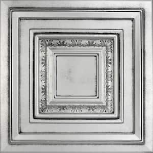 Chestnut Grove Antique Silver 1.6 ft. x 1.6 ft. Decorative Foam Glue Up Ceiling Tile (21.6 sq. ft./Case)