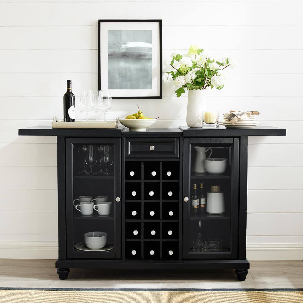 Cambridge 30" Black Hardwood Sliding Top Bar Cabinet