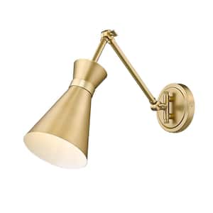 Soriano 6.25 in. 1-Light Modern Gold Wall Sconce with Modern Gold Steel Shade and No Bulb Included