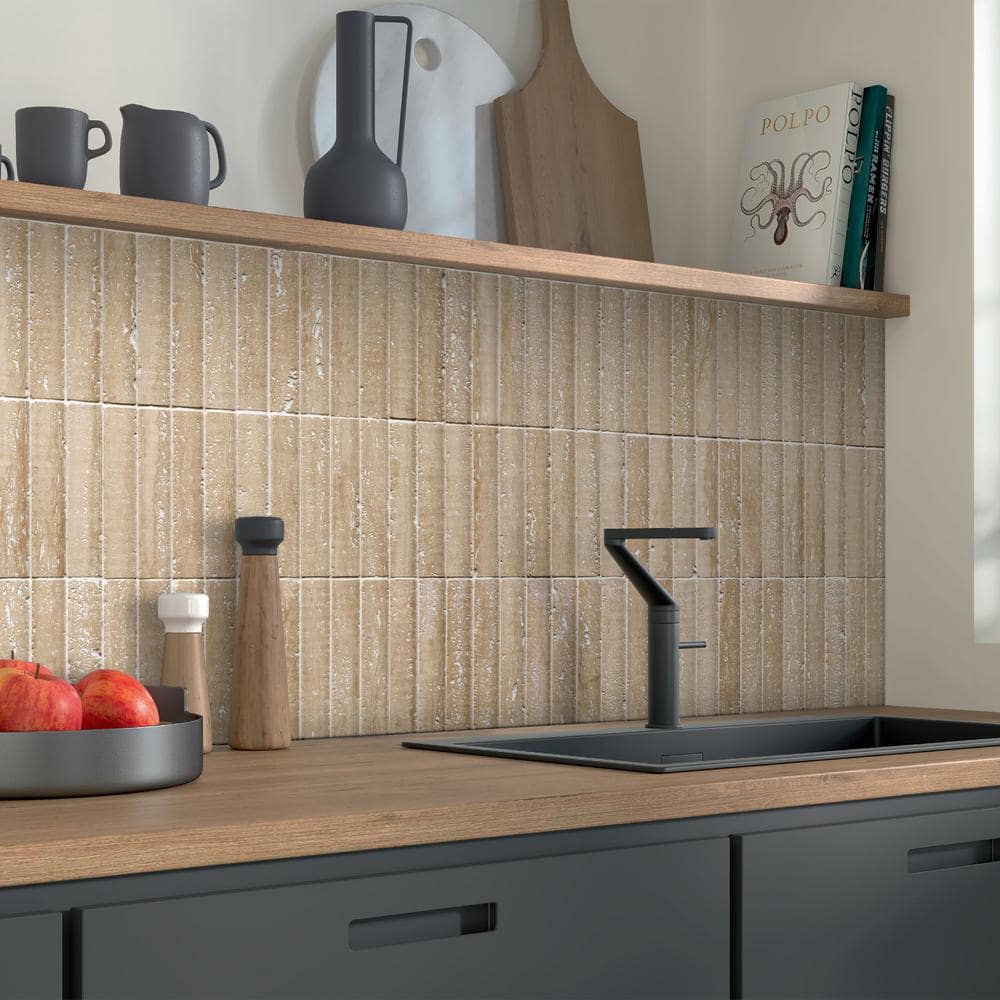 12.52" x 11.89" Honed Travertino Marble Mosaic Tile