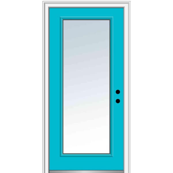 MMI DOOR 36 in. x 80 in. Classic Left-Hand Inswing Full-Lite Clear Painted Fiberglass Smooth Prehung Front Door, 4-9/16 in. Frame