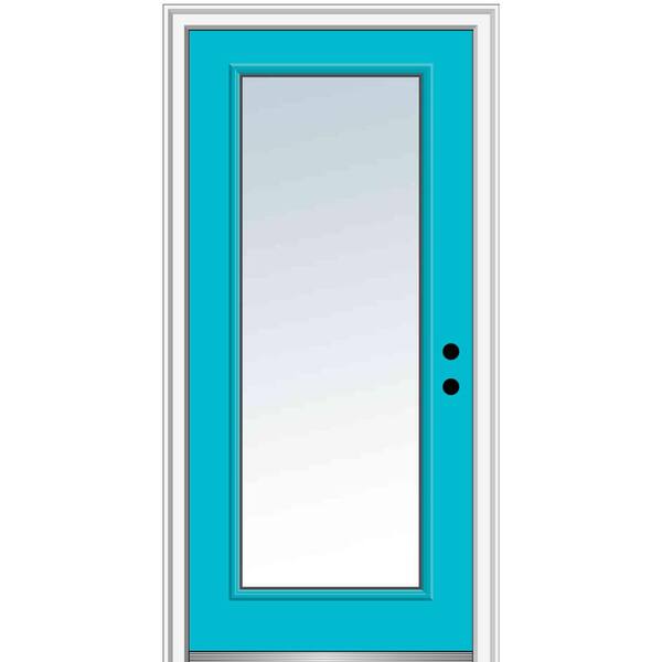 MMI Door 36 in. x 80 in. Classic Left-Hand Inswing Full-Lite Clear Painted Fiberglass Smooth Prehung Front Door, 6-9/16 in. Frame