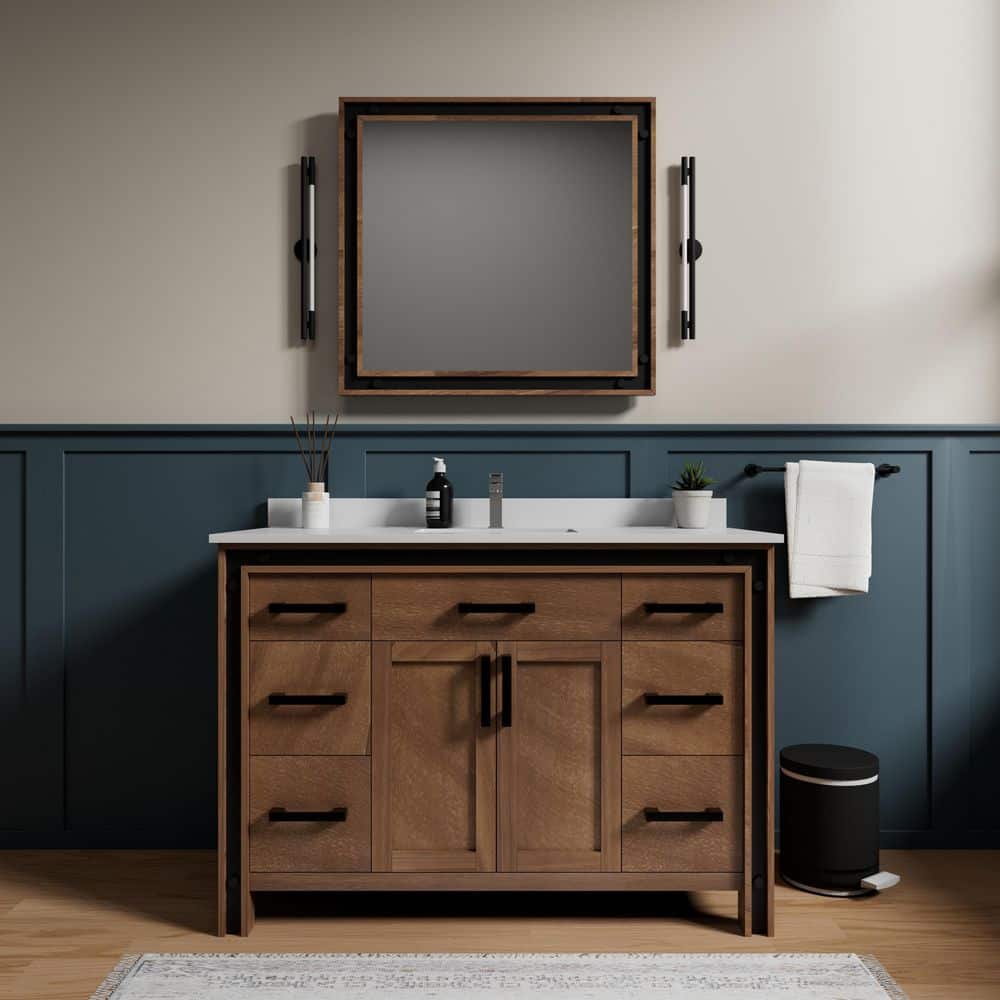 Ziva 48 in W x 22 in D Rustic Barnwood Bath Vanity and Cultured Marble Top price history on PriceWatchPro