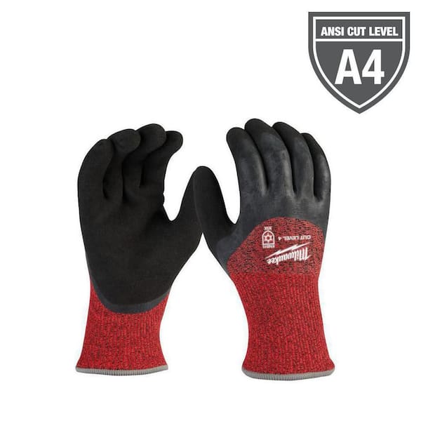 Milwaukee Small Red Latex Level 4 Cut Resistant Insulated Winter Dipped Work Gloves