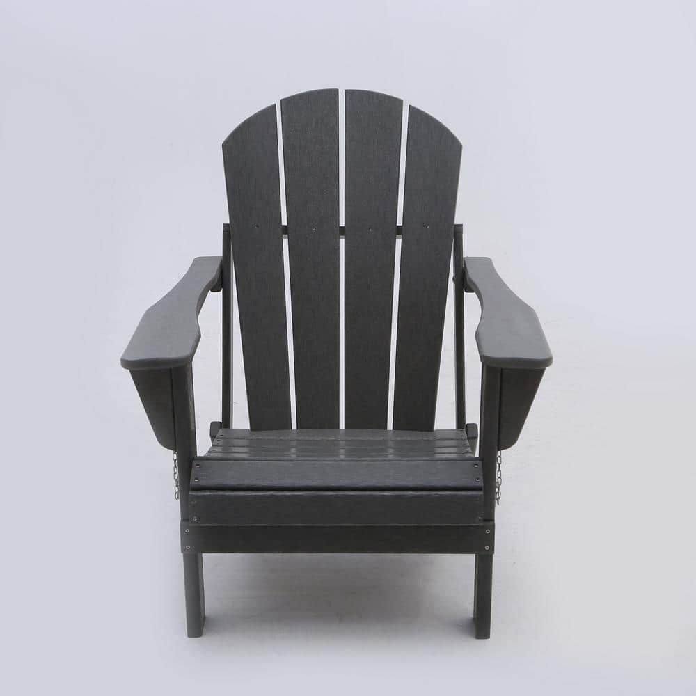 Outdoor Folding Plastic Classic Adirondack Chair Set of 2 Grey