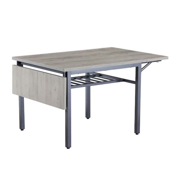 Unbranded 63.2 in. W Gray Wood Rectangular Folding Outdoor Dining Table, 1.2 in. Thick Table Top for Garden and Backyard