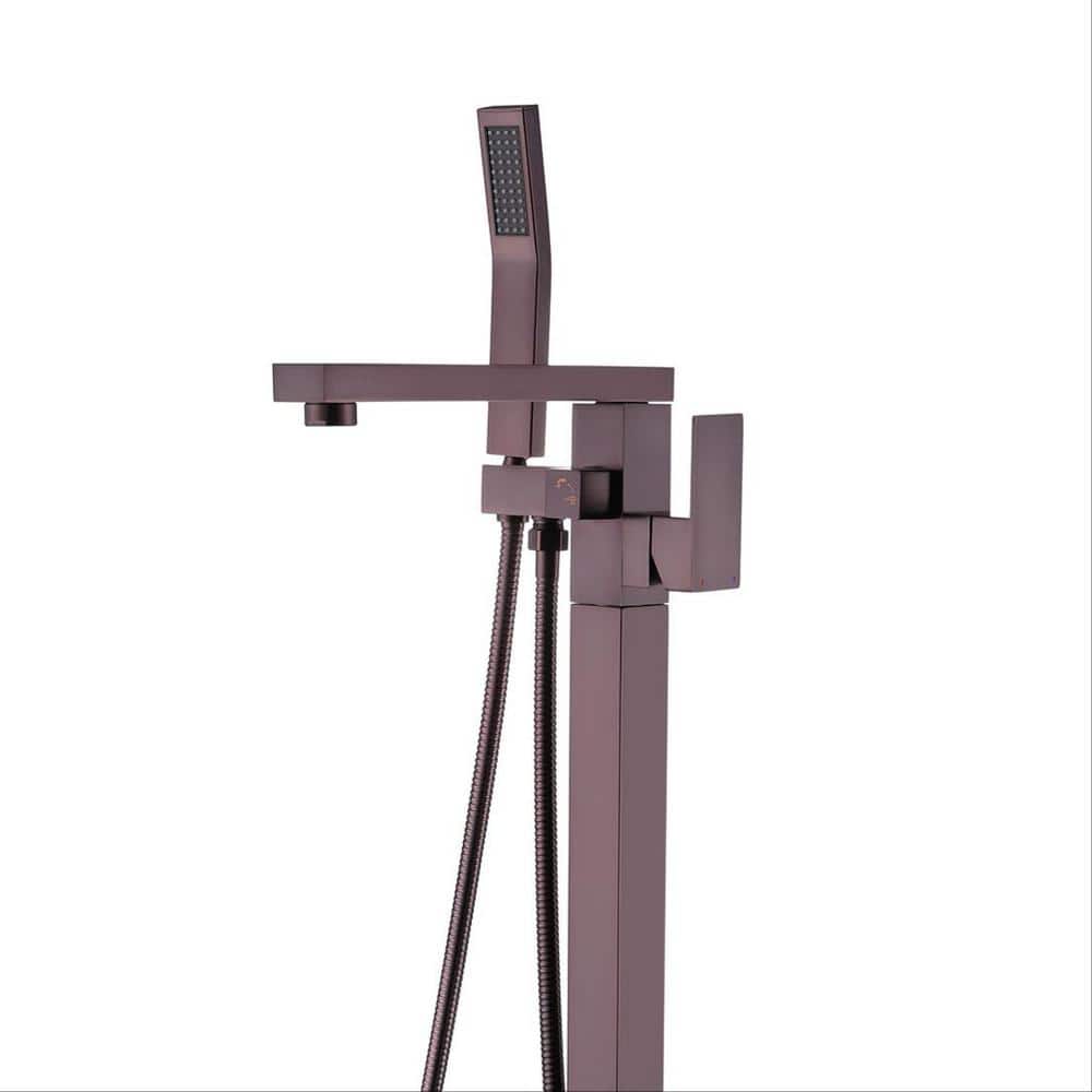 Oil Rubbed Bronze Freestanding Floor Mount Tub Faucet with Hand Shower