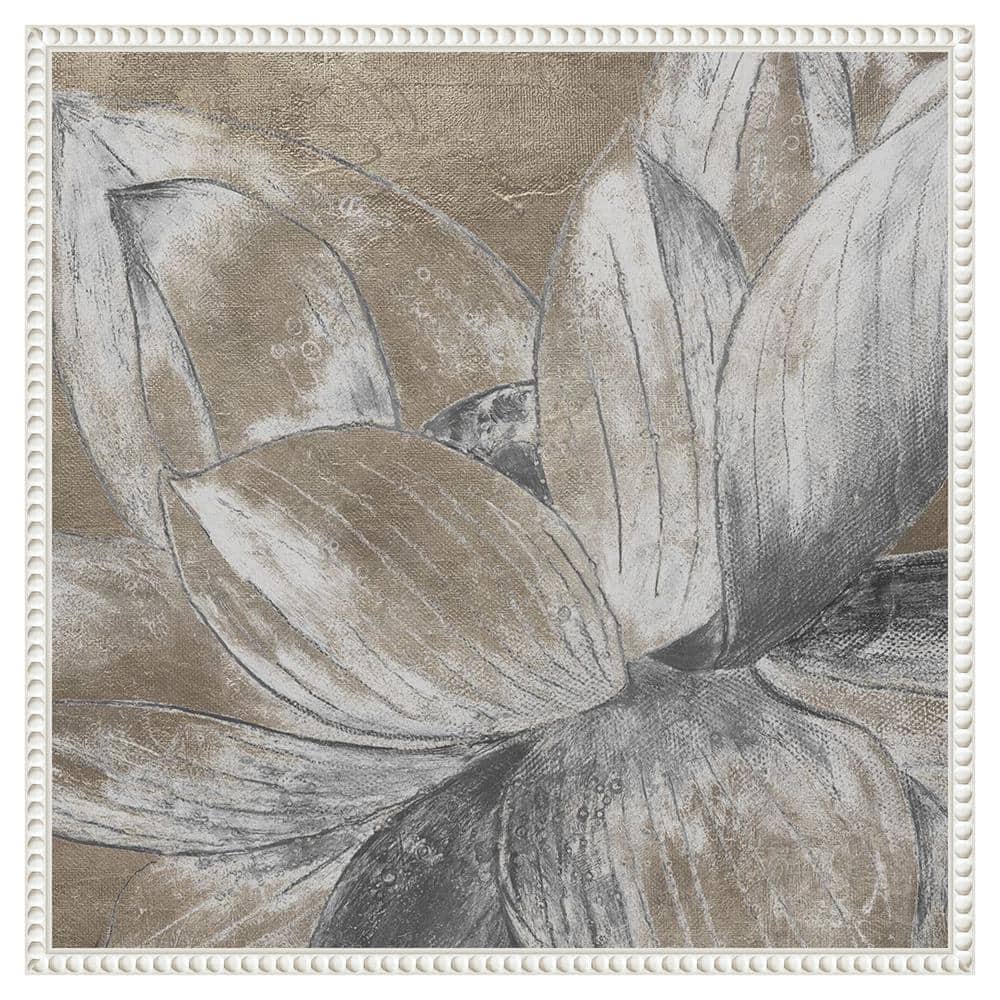 Beaded Framed Lotus Blossom Canvas Wall Art 22 x 22-in