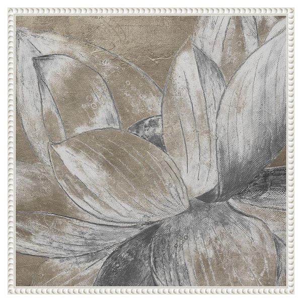 Amanti Art "Soft Lotus Blossom" by Patricia Pinto 1-Piece Floater Frame Giclee Abstract Canvas Art Print 22 in. x 22 in.