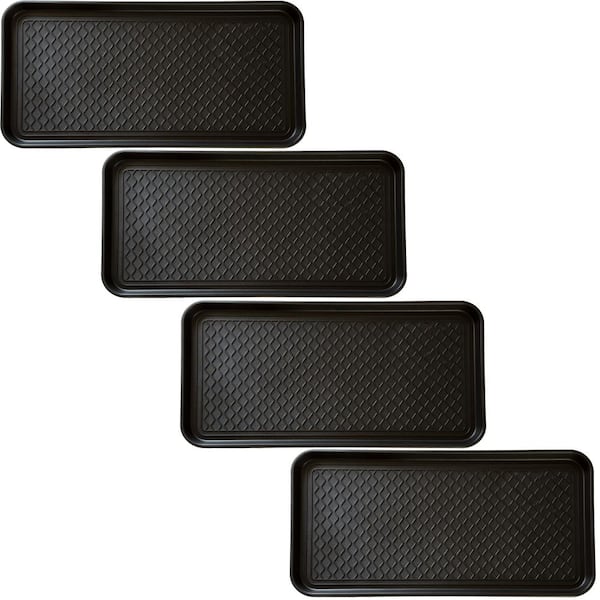 Black 15 in. x 30 in. Large Recycled Polypropylene All Weather Boot Tray (4  Pack)