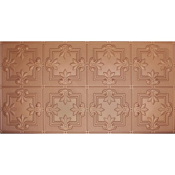 Global Specialty Products Dimensions Faux 2 ft. x 4 ft. Tin Style Ceiling and Wall Tiles in Copper