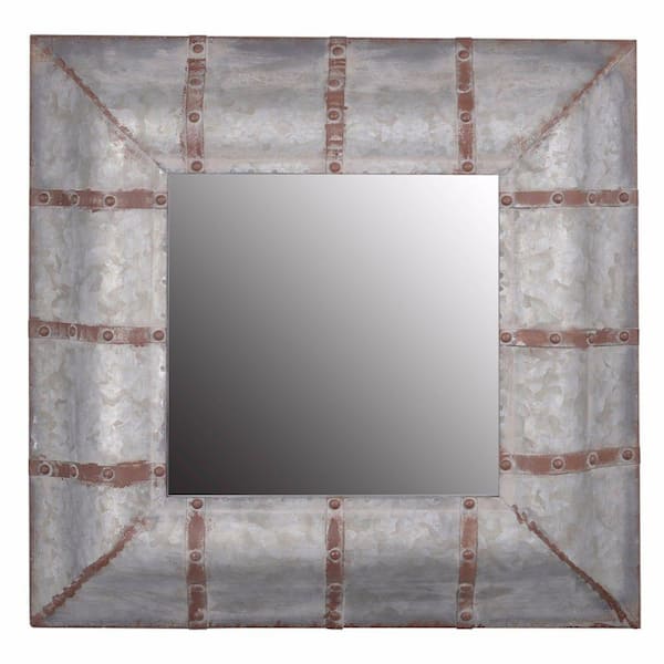 Benjara 2 in. W x 20.25 in. H Metal Frame Gray Wall Mirror