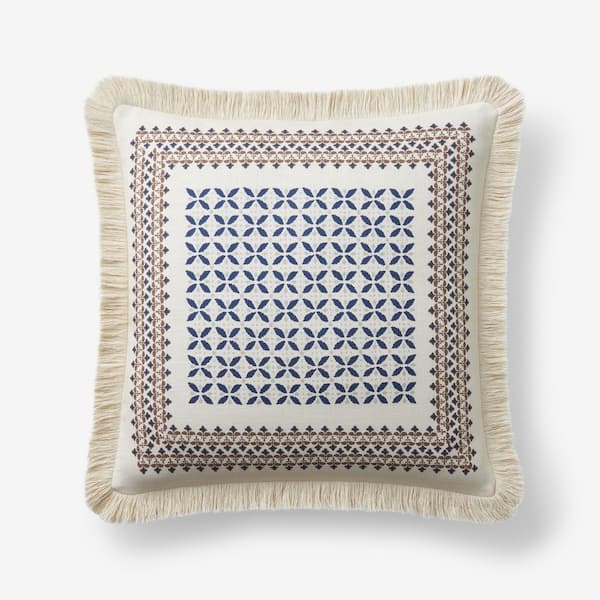 The Company Store Company Cotton Printed Beige Multi 20 in. X 20 in. Throw Pillow Cover
