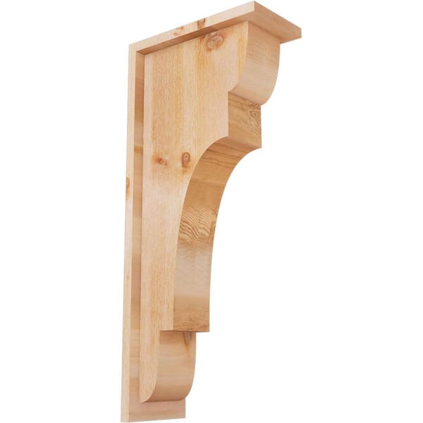 Ekena Millwork 6 in. x 12 in. x 28 in. Western Red Cedar New Brighton Rough Sawn Corbel with Backplate