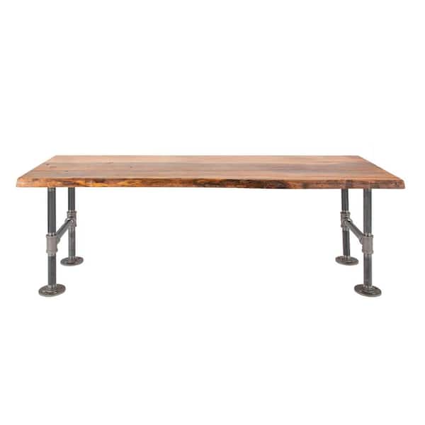 PIPE DECOR 48 in. x 16 in. x 34 in. Sunset Cedar Stain Restore Wood Accent Bench with Industrial Steel Pipe Legs