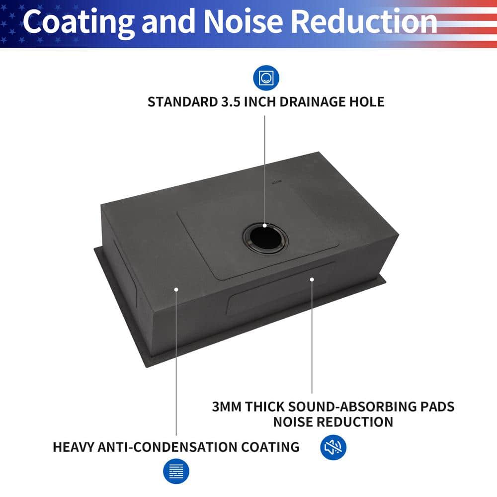 30'' Stainless Steel Single Bowl Undermount Kitchen Sink