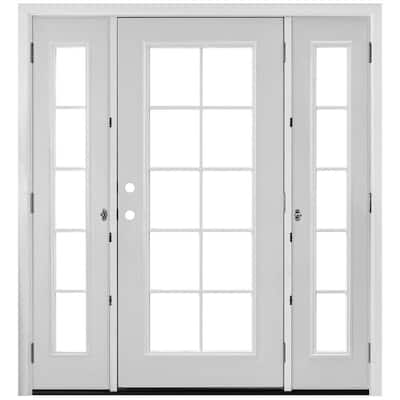 Masonite 72 In X 80 Primed White, Single Patio Door With Vented Sidelights
