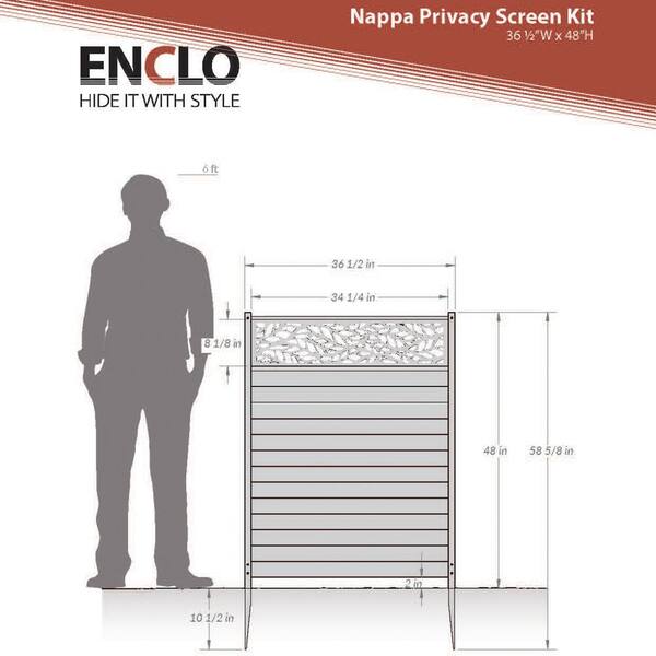 Enclo Privacy Screens 4 ft. x 3 ft. Nappa Lasercut WoodTek Vinyl Privacy Screen Kit