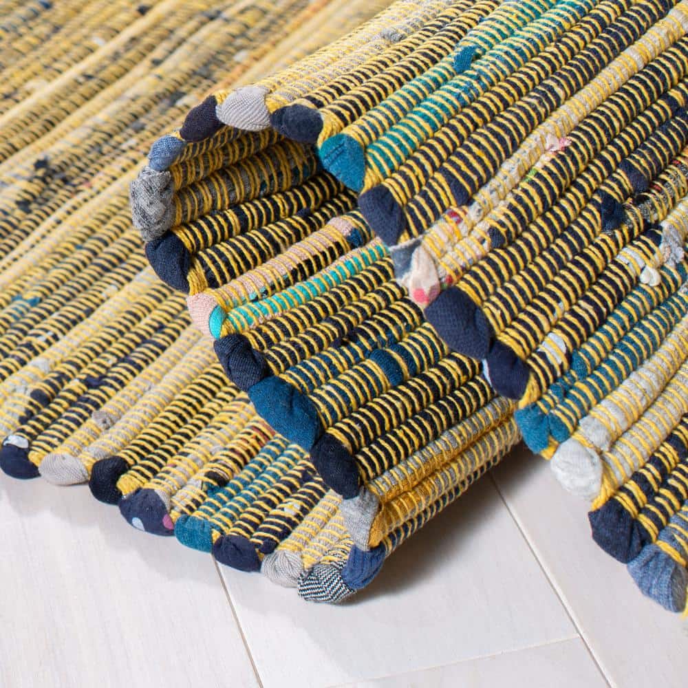 Handwoven Boho Chic Stripe Rug - 2' x 3', Yellow & Multi, Wool-Cotton Blend