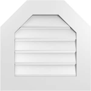 22 in. x 22 in. Octagonal Top Surface Mount PVC Gable Vent: Functional with Standard Frame