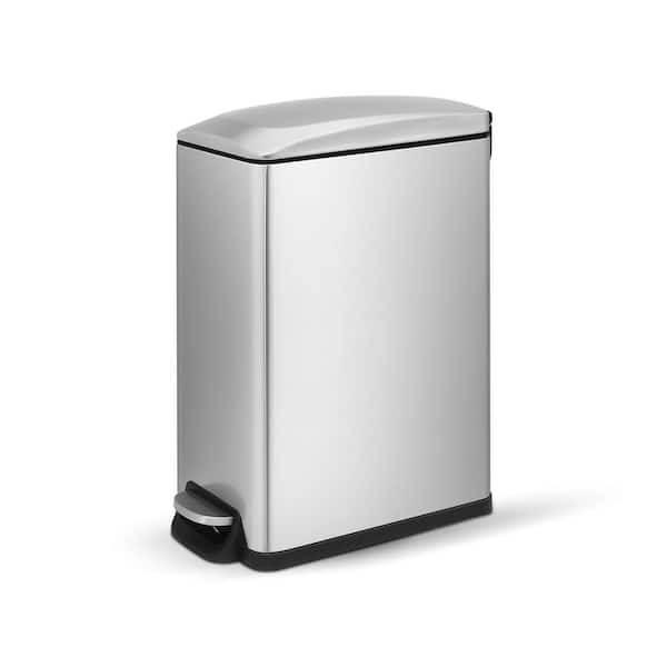 Innovaze 2.6 Gal./10-Liter Fingerprint Free Stainless Steel Slim Rectangular Bathroom and Office Step-on Trash Can