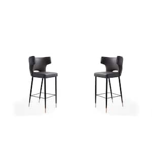 Holguin 41.34 in. Grey, Black and Gold Wooden Barstool (Set of 2)