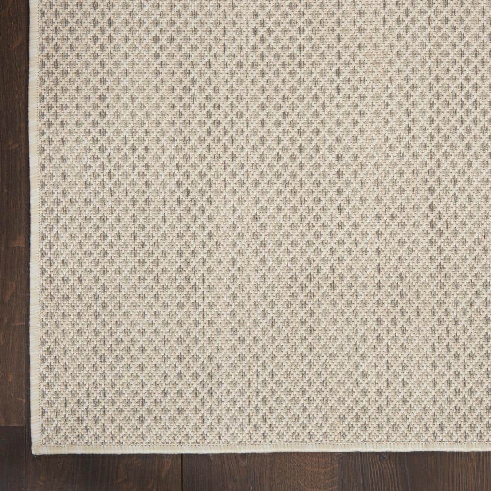 Courtyard Ivory Silver Geometric Flat Woven Indoor/Outdoor Rug