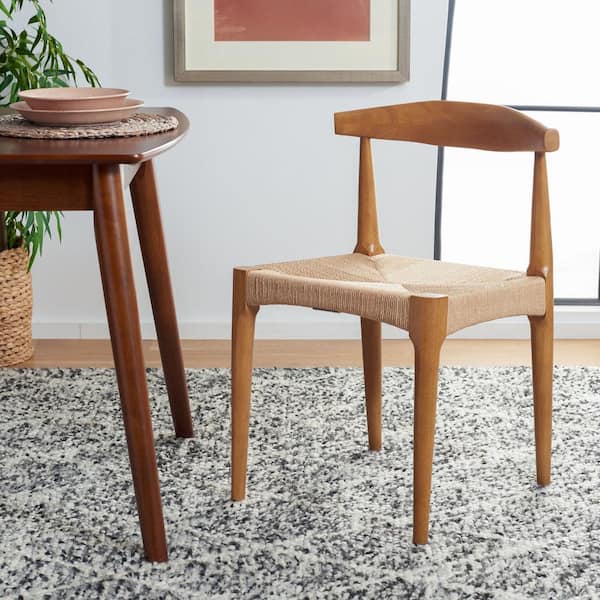 SAFAVIEH Dagney Walnut/Natural 18.38 in. Wood Dining Chair