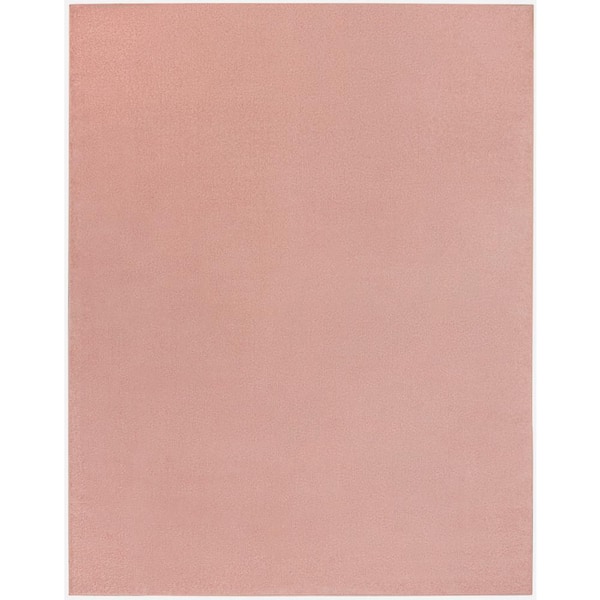 Nourison Essentials 7 ft. x 10 ft. Pink Solid Contemporary Indoor/Outdoor Patio Area Rug