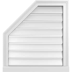 24 in. x 26 in. Octagonal Surface Mount PVC Gable Vent: Functional with Brickmould Sill Frame