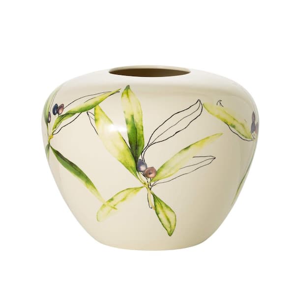 SULLIVANS 10 in. Ceramic Olive Print Table Vase