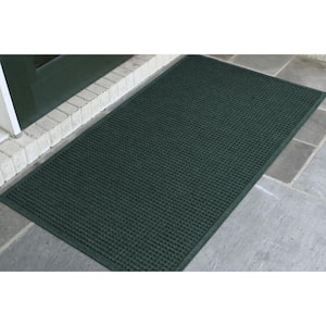 Aqua Shield Squares Evergreen 35 in. x 59 in. PET Polyester Door Mat