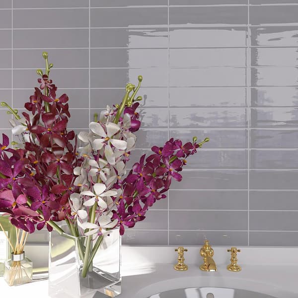 Zarati Light Gray 2.95 in. x 11.81 in. Polished Ceramic Wall Tile (6.03 sq. ft./Case)