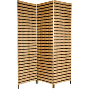6 ft. Brown 2-Tone Natural Fiber 3-Panel Room Divider