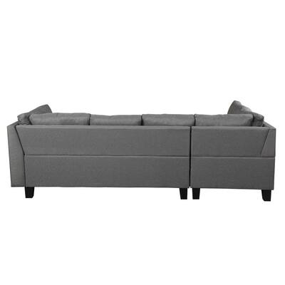 79.6 in. 3-Piece Modern Fabric L-Shaped Chaise Lounge Sectional Sofa Set For Living Room in Grey with Storage Ottoman