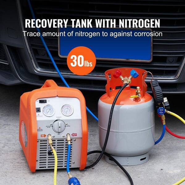 Refrigerant Recovery Tank, 30 lbs. Capacity, 400 psi Portable Cylinder Tank with Y-Valve, High-sealing Recovery Can