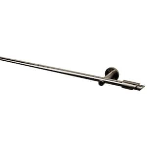 20 MM 63 in. Intensions Single Curtain Rod Kit in Brushed Nickel with Salt and Pepper Finials and Open Brackets