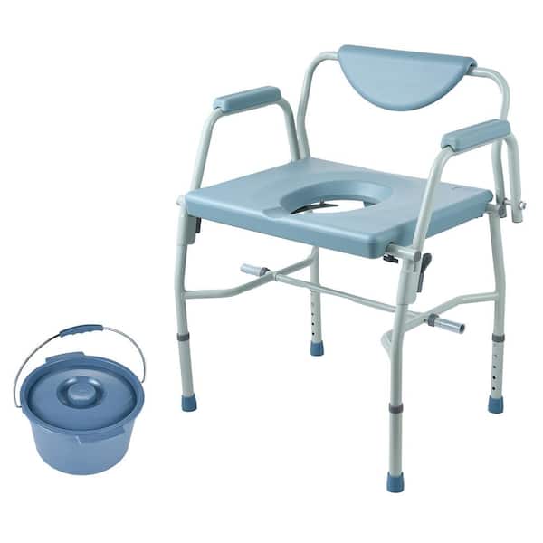 SVOPES Commode Chair, 28.74 in. x 21.46 in. Toilet Seat in Blue, 7L Bucket, Detachable Backrest, Adults Seniors, Portable