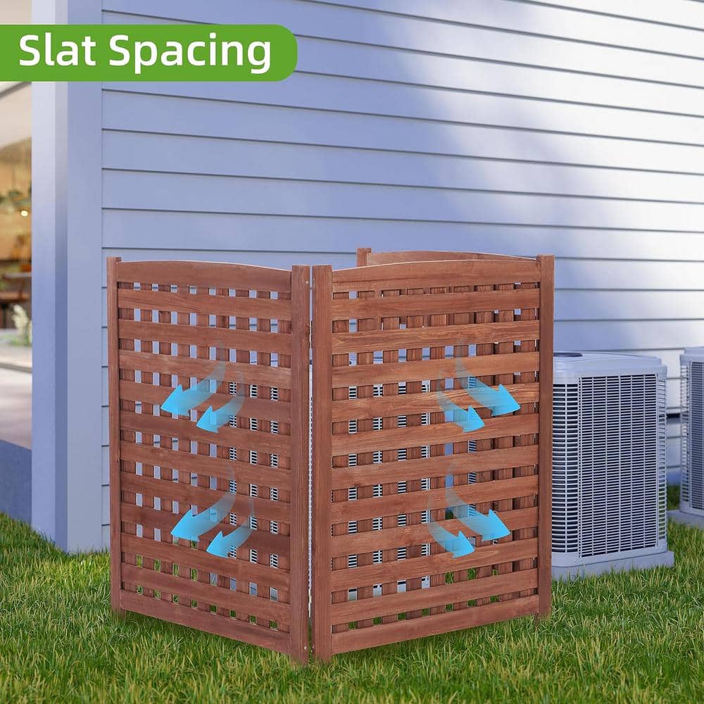3-Piece Outdoor Cedar Garden Fence Screen Brown Wood Privacy Fence for Hid