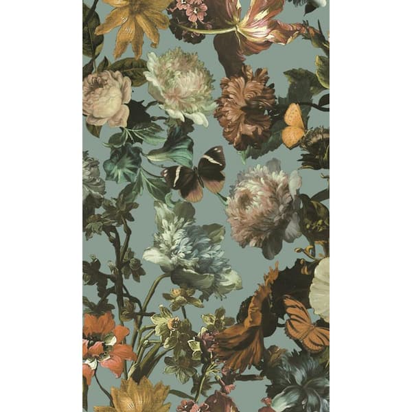 Walls Republic Grayish Blue Paradise Flowers Print Non Woven Non-Pasted Textured Wallpaper 57 sq. ft.