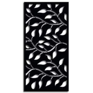 Leaf 3 ft. x 6 ft. Powder Coated Steel Decorative Screen Panel in Black with 6-Screws