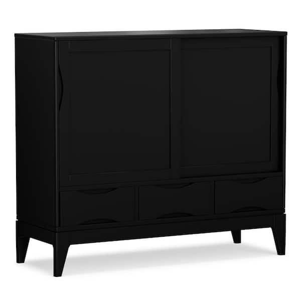 Harper 48 in. Wide Solid Hardwood Medium Storage Cabinet in Black