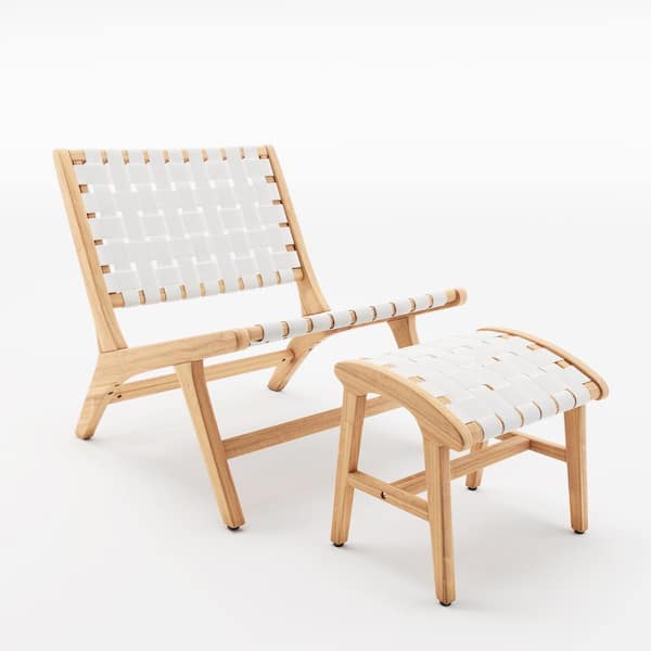 LUE BONA 23.3"Wide Woven Accent Chair and Ottoman