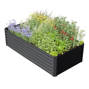 96 in. x 48 in. x18 in. Dark Gray Metal Raised Garden Bed