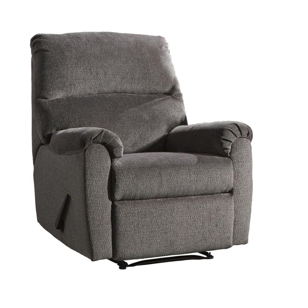 Gray Polyester Zero Wall Recliner with Pillow Top Armrests