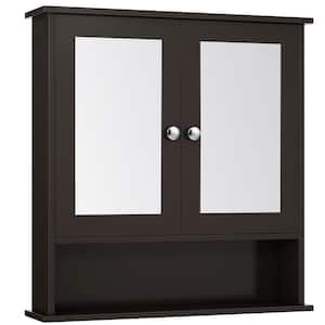 22 in. W x 23 in. H Rectangular Brown MDF Surface Mount Medicine Cabinet with Mirror