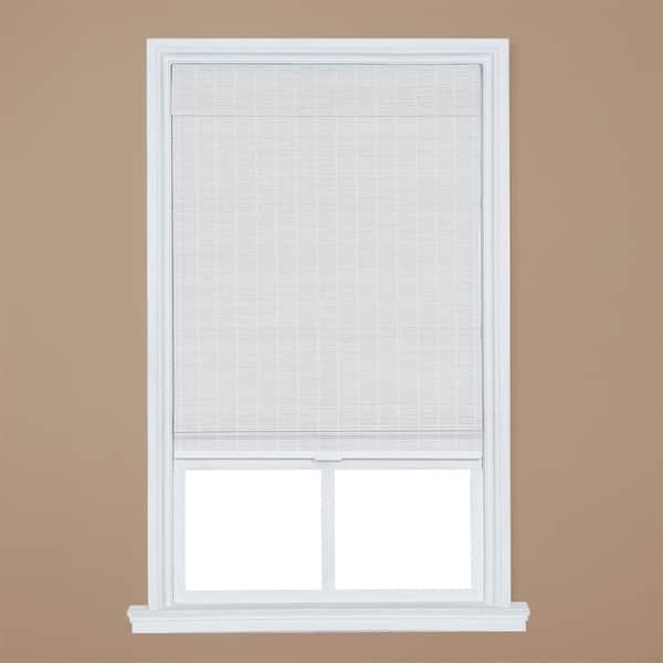 Home Basics White Cordless Bamboo Roman Shade 23 in. W x 64 in. L