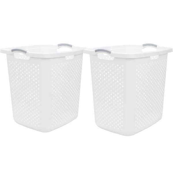 Gray Fabric Laundry Basket with Zipper and Handles 90 L
